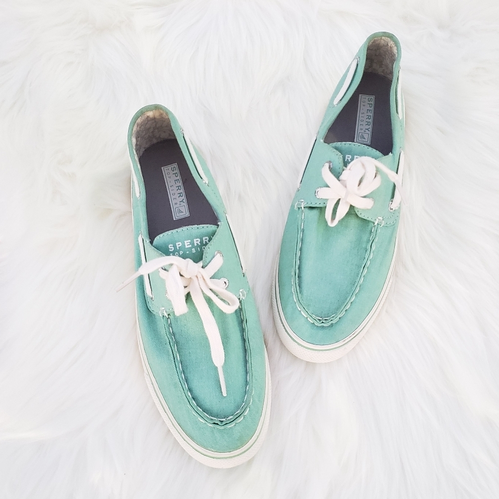 Sperry Top‎ Sider Sail Boat Lace up Mint Green Womens Shoes Size 9.5